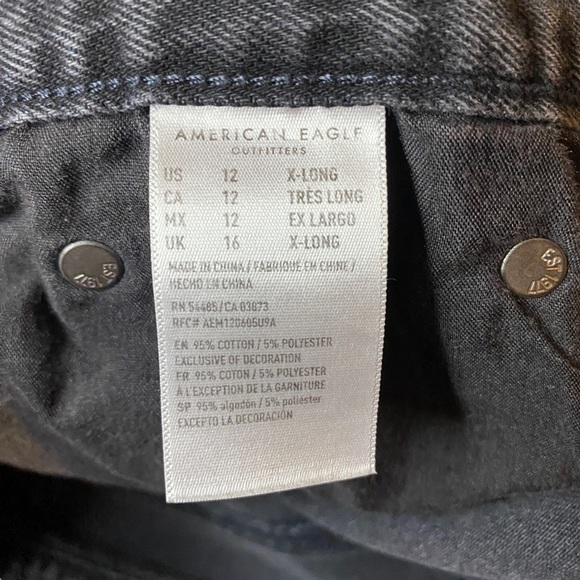 American Eagle Hi Rise Girlfriend buttonfly Denim Jeans Womens 12 x-long black - Picture 4 of 9